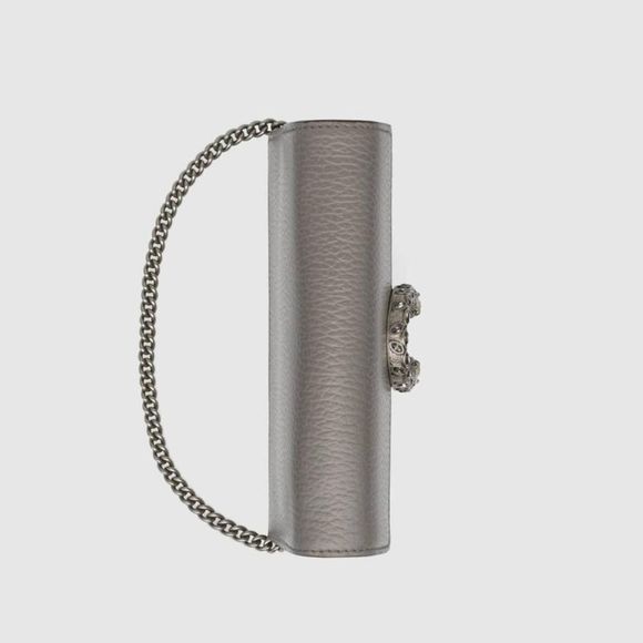 Gucci Shoulder Bag Dusty Gray Silver Crystal Leather - Picture 5 of 6